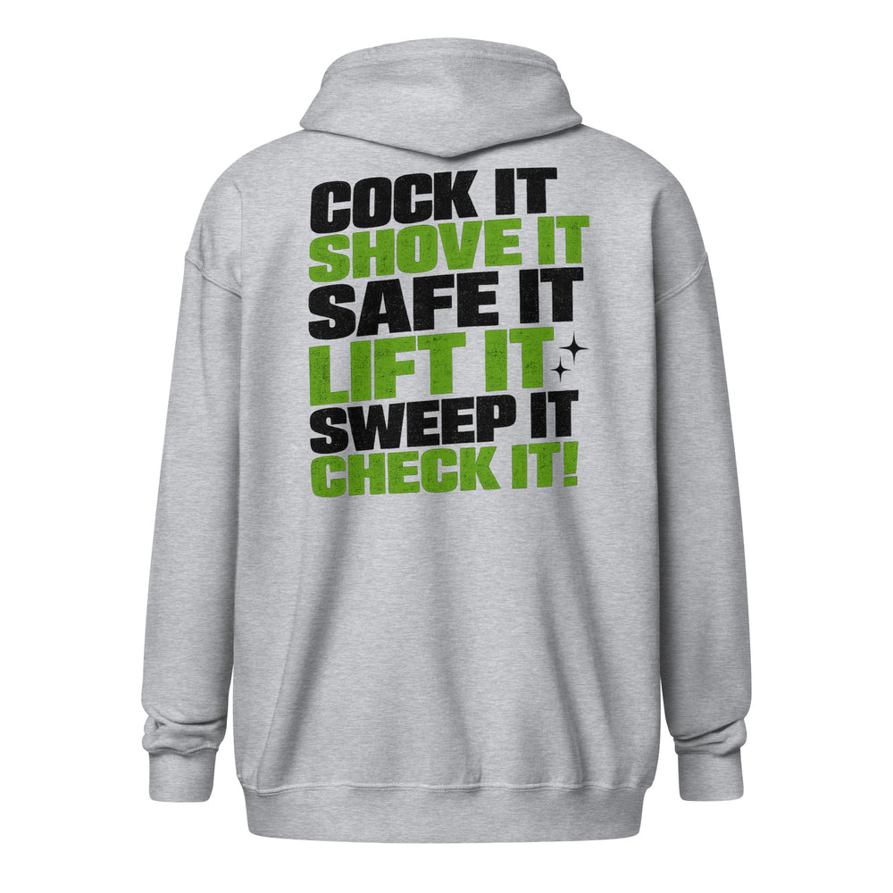 Cock It graphic zip hoodie by Saltwater & Diesel