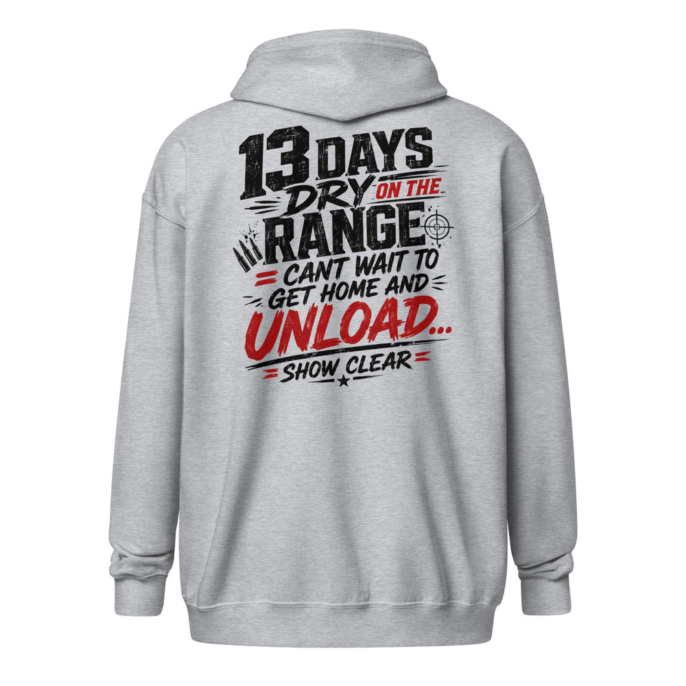 13 Days On The Range graphic zip hoodie by Saltwater & Diesel