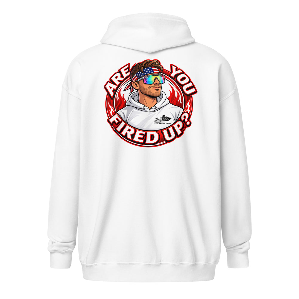 Are You Fired Up graphic zip hoodie by Saltwater & Diesel