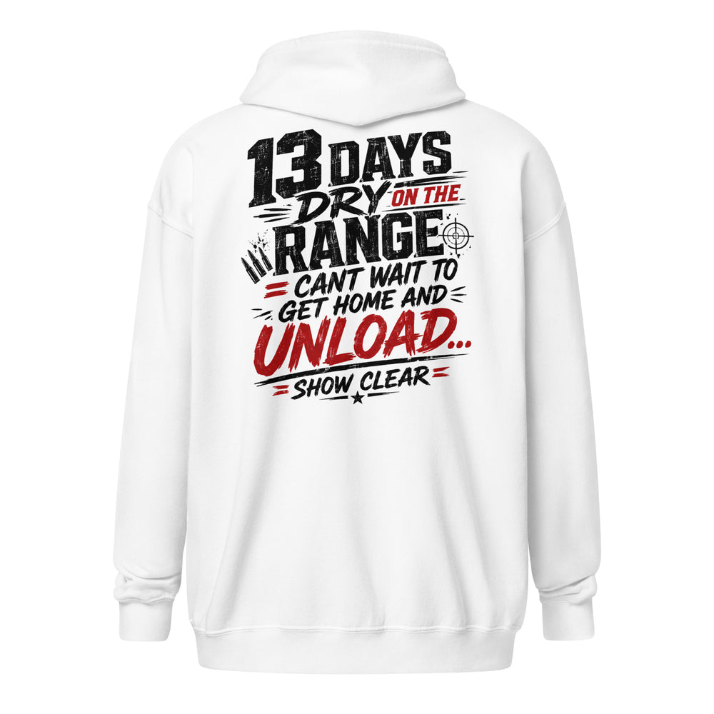 13 Days On The Range graphic zip hoodie by Saltwater & Diesel