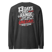 13 Days On The Range graphic long sleeve t-shirt by Saltwater & Diesel
