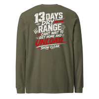 13 Days On The Range graphic long sleeve t-shirt by Saltwater & Diesel