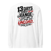 13 Days On The Range graphic long sleeve t-shirt by Saltwater & Diesel