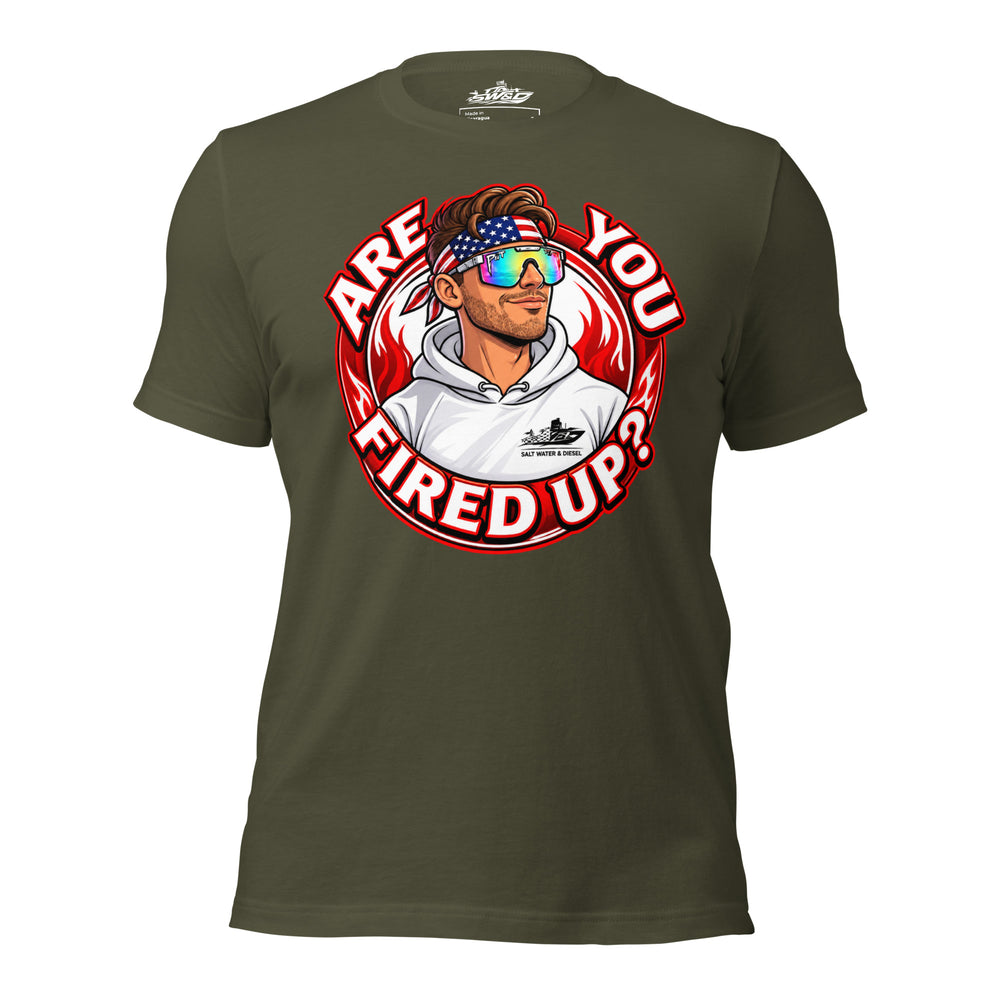 Are You Fired Up graphic t-shirt by Saltwater & Diesel