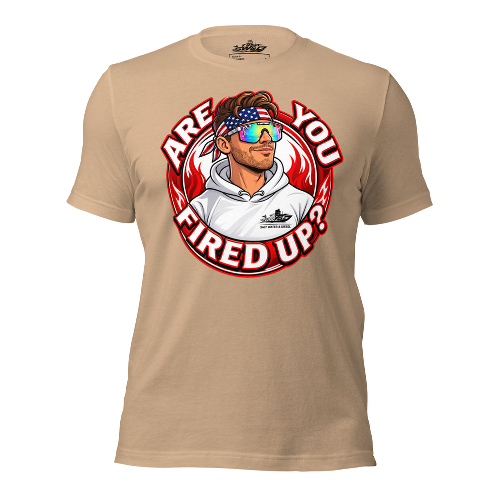 Are You Fired Up graphic t-shirt by Saltwater & Diesel